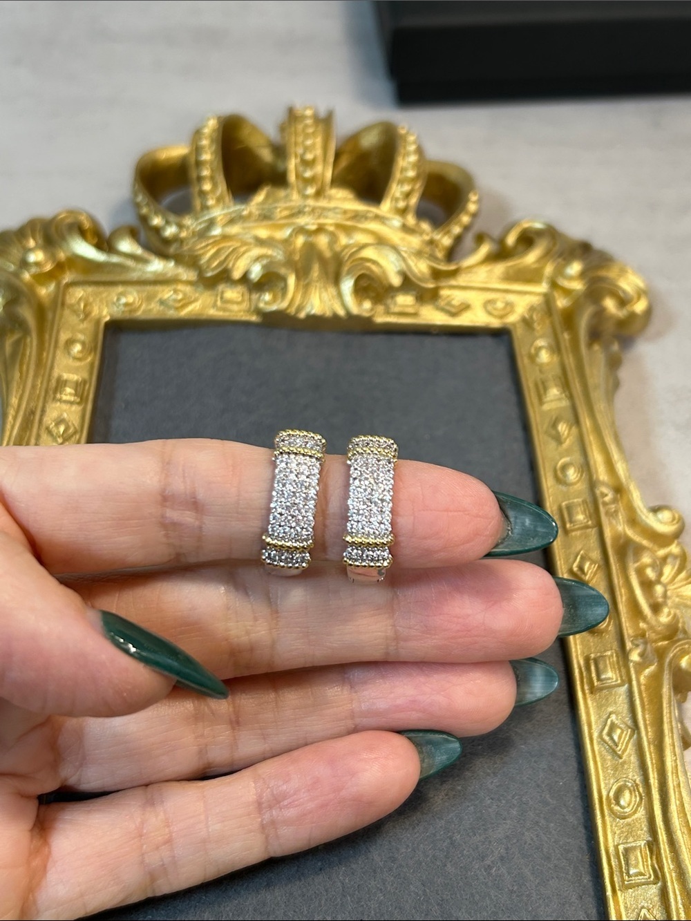 Silver and Gold Pavé Hoop Earrings - Women Jewelry